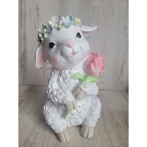 Cottontail lane sheep Easter flower crown spring home decor figure